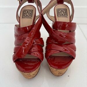 Pour La Victoire Glossy Red Platform Sandals